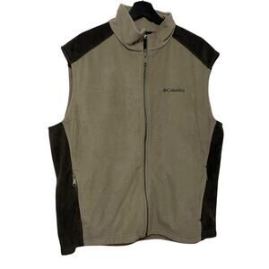 Columbia Mens Fleece Vest Size XL Full Zip Fleece Vest Steens Mountain Beige